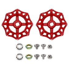 2Pcs Outside Faucet Handles, 9 x 9mm Round Wheel Water Spigot Handle, Red