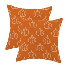 Fall Pillow Covers 18X18 Inch Set of 2 18" x 18" Pack of 2 Orange Pumpkin
