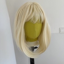Cosplay Wigs With Bangs Short Straight Blonde Synthetic Hair Heat