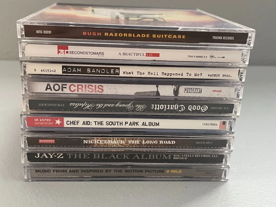 9 CD Lot Used, Metal Rock, Hip Hop/Rap, Comedy  Jay-Z, Bush, Nickelback Foto 3 de 4