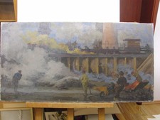 Gemälde Öl/LWD Kokerei auf Schacht Heinrich Altenessen Ruhrgebiet Bergbau Zeche