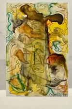 ACEO original painting watercolor/  ink on YUPO paper handmade OOAK abstract