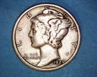 1929 Mercury Head Silver Dime  VF+ **1117-5