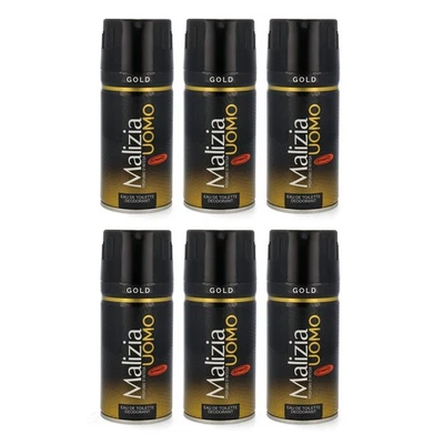 6x MALIZIA UOMO GOLD deodorant EdT 150ml deo sixpack für Männer