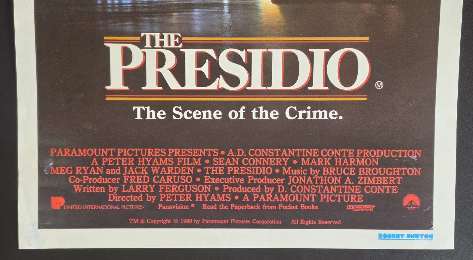 1988 The Presidio Original Australian Daybill Sean Connery Mark Harmon E image 3