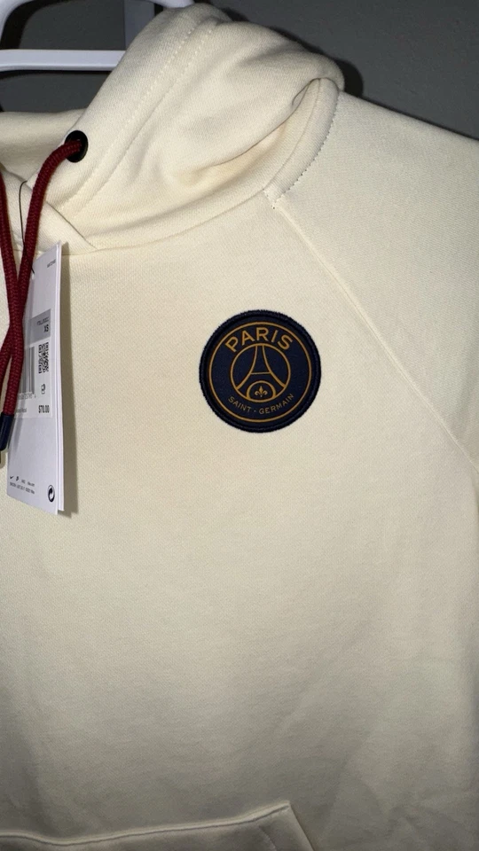 NUEVO Nike Air Jordan PSG Sudadera con Capucha Para Mujer Talla XS Beige Pullover Logo Sudadera Nueva con Etiquetas Foto 2 de 4