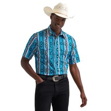 Wrangler Checotah  Men's Western Turquoise Multi Snap Shirt 112379227