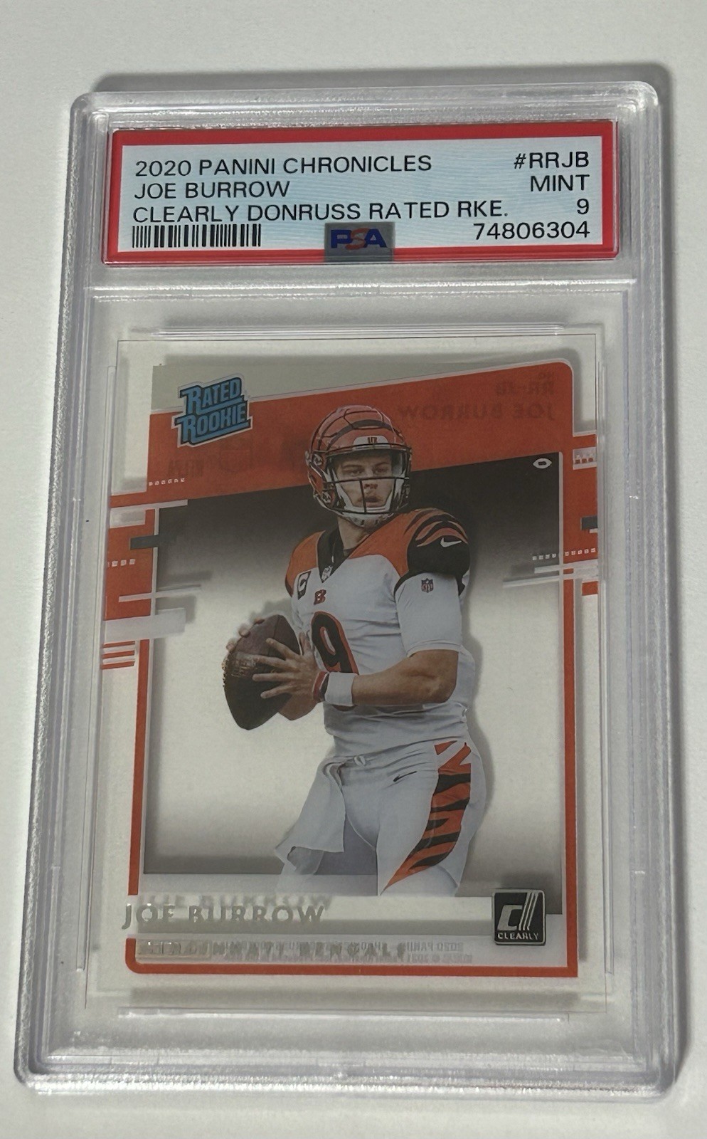 Joe Burrow 2020 Panini Chronicles Donruss Clearly Rated Rookies #RRJB PSA 9 MINT
