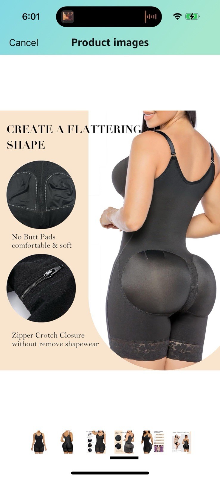 YIANNA Ultra Firm Body Shaper Black, Size Small