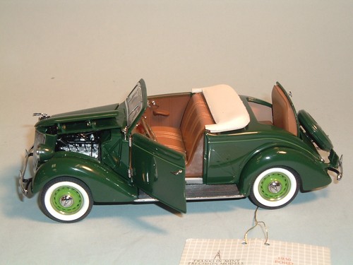 1936 FORD DELUXE CABRIOLET GREEN FRANKLIN MINT 1:24 DIECAST WITH DISPLAY CASE - Picture 3 of 10