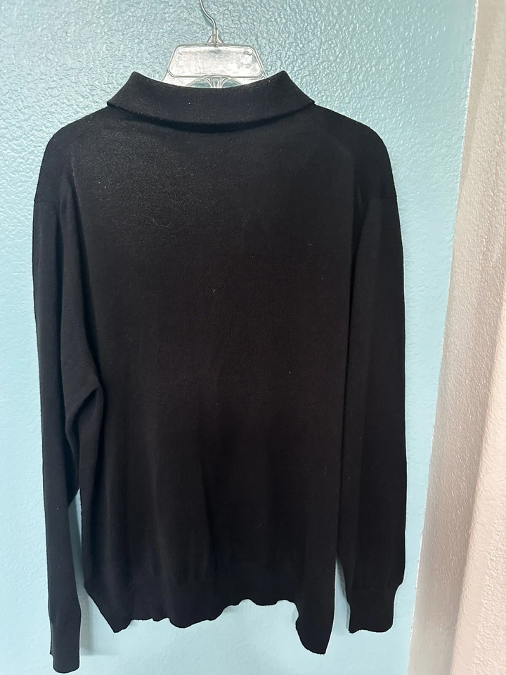 Men's Marconi Italian Merino Wool Blend Black Sweater - Size XL - Image 2 of 4