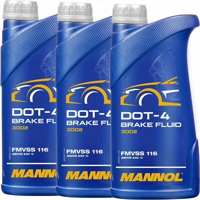 3 LITER MANNOL BREMSFLÜSSIGKEIT DOT4 BREAKE FLUID SAE J 1703 1704 ISO 4925 DOT-4