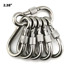 Carabiner Heavy Duty Stainless Steel Locking Carabiner Clips 6 Pack-1/4"