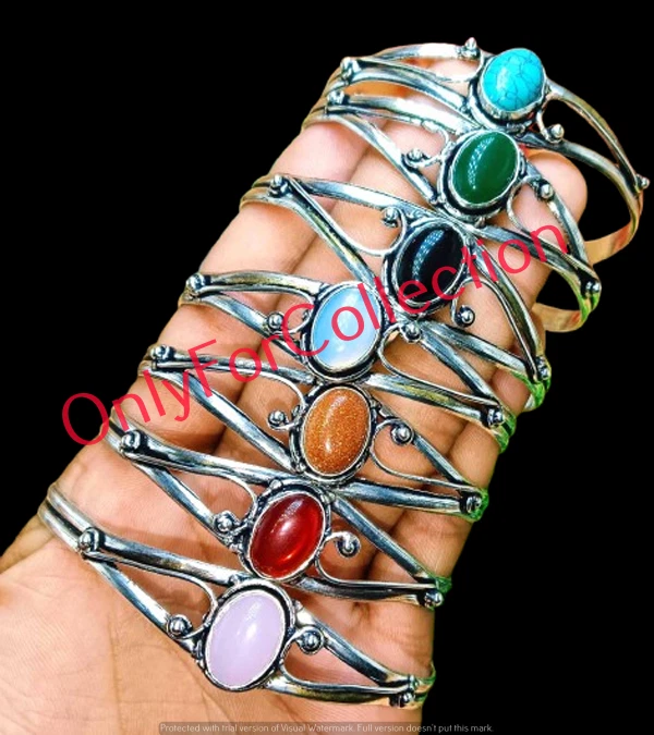 Elegante Lote Brazalete Brazalete Piedra Solar y Mezcla Piedras Preciosas Chapado en Plata 925 Regalo para Niña Foto 2 de 4