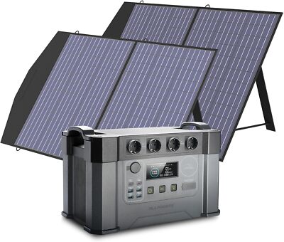 ALLPOWERS 2400W 1451Wh Tragbares Powerstation mit 2X 100W Solarpanel Faltbares