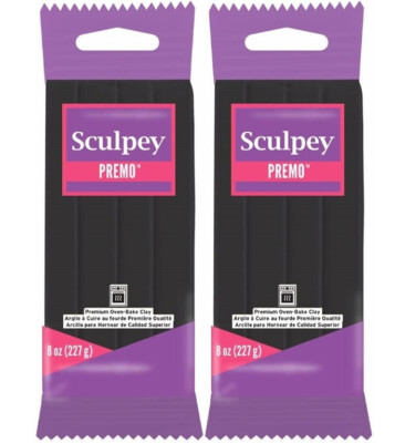 M00524x2 MOREZMORE Premo Sculpey BLACK 8 oz Sculpting Modeling Polymer Clay