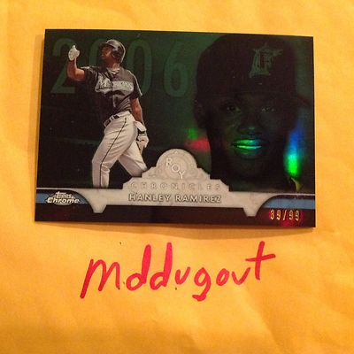 HANLEY RAMIREZ #ROY-HR Marlins 39/99 Made 2016 Topps Chrome chronicles Green