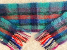 Vintage Royal Scot By Samuel Tweed GORGEOUS Green Mohair  Wool Scarf 60x10  