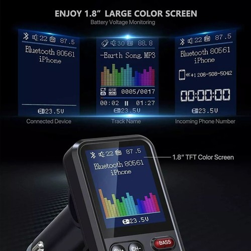 Bluetooth Car FM Transmitter MP3 Player Handsfree Radio Adapter USB Charger Kit - Zdjęcie 7 z 17