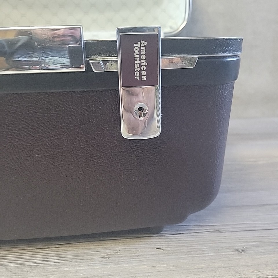 American Tourister Vintage Train Case Black Mid Century Travel Luggage