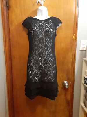 black lace jessica simpson dress $148 Jessica Simpson Women's Black 3/4 Sleeve Lace Fit and Flare Dress Size 6