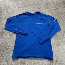 Gildan Ultra Cotton Crew Neck T-Shirt Unisex Small Blue Graphic Christmas Tee