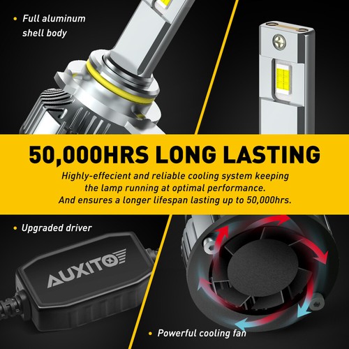 AUXITO 9012 LED High Low Beam Bulbs Headlight Y19 Series CANBUS White EOOH - Picture 5 of 17