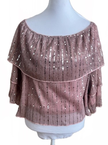 SHEIN CURVE Pink Sparkly Off The Shoulder Party Blouse Plus Size 4XL