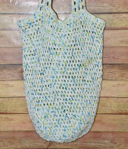 Handmade Crochet Shoulder Bag Purse Satchel Variegated Blue Green Hippie Boho - Photo 2/5