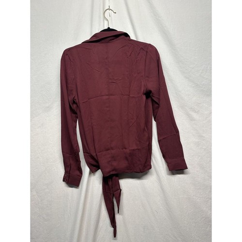 Venus Womens Wrap Top Blouse Burgandy Long Sleeve Collar  Cuff New Size 6 - Picture 3 of 10