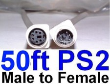 Lot2 50ft PS2 6pin DIN Male Female Extension Cable/Cord/Wire Mouse/Keyboard/KVM