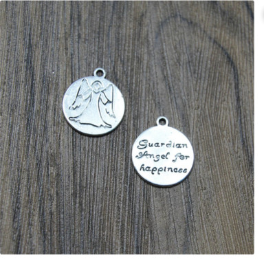 SMALL WING ANGEL BLESS HAPPINESS Charm On 18'' 925 Sterling Silver Snake Necklace