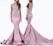 Size 4 Brand New Beaded Pink Long Train Prom Dress Pageant Evening Gown