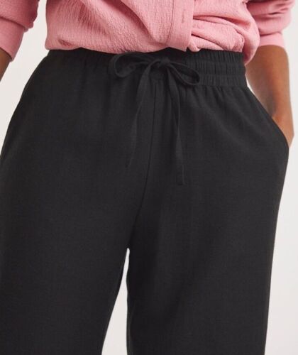 JD WILLIAMS PANTALONE DONNA NERO MISTO LINO GAMBA LARGA LUNGHEZZA REGOLARE 29" NUOVO (588 - Foto 4 di 4