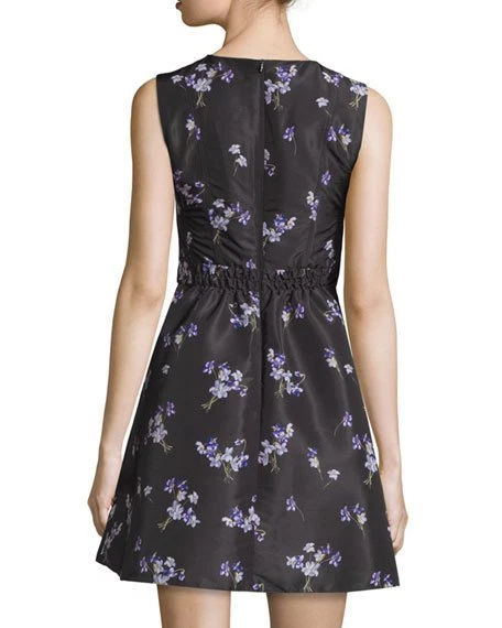 Abito floreale ROSSO VALENTINO Redvalentino Stampa A Line nero 12 L NUOVO $750