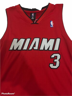 Preowned Adidas NBA Miami Heat #3 Dwayne Wade Stitch Jersey Size