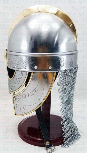 Casco Vikingo Medieval Armadura de Batalla 18G Acero y Cota de Malla Histórico Halloween - Imagen 6 de 8