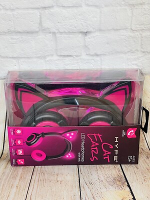 Hype LED Cat Ear Headphones PINK W Mic With In-Line Microphone 15+