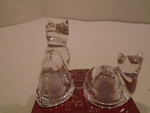 Vtg New old stock Gorham Germany Fine Crystal Cats Salt and Pepper Shaker Set - Picture 2 of 6