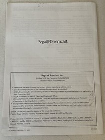 Sega Dreamcast Console system Instruction Manual 672-5533D