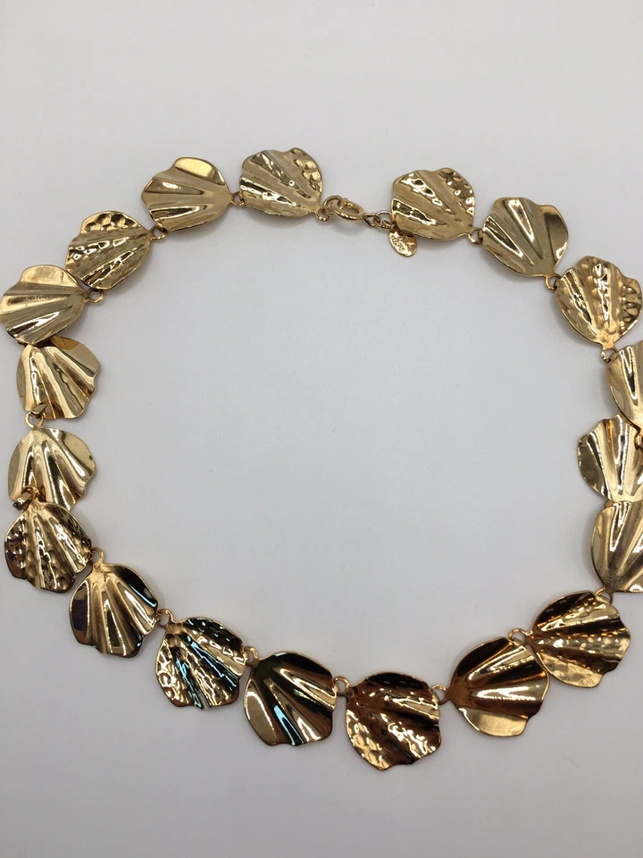 gold tone leaf choker necklace - Image 2 of 2