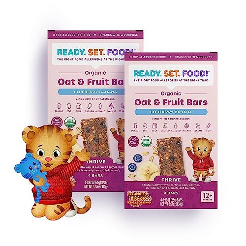 Food Daniel Tiger Organic Oat & Fruit Bars – Safe & Easy Early Allergen Expos...