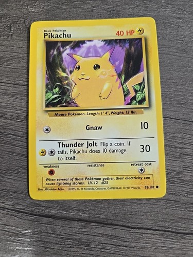 Pikachu 58/102 Base Set Common Pokemon TCG Vintage - Picture 9 of 10