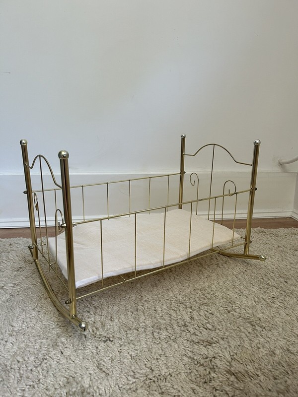 Powell Brass Doll Rocking Craddle With Mattress Cradle