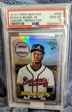 2018 Topps Heritage Ronald Acuna Jr Refractor /569 Rare PSA 10 MVP 40/70