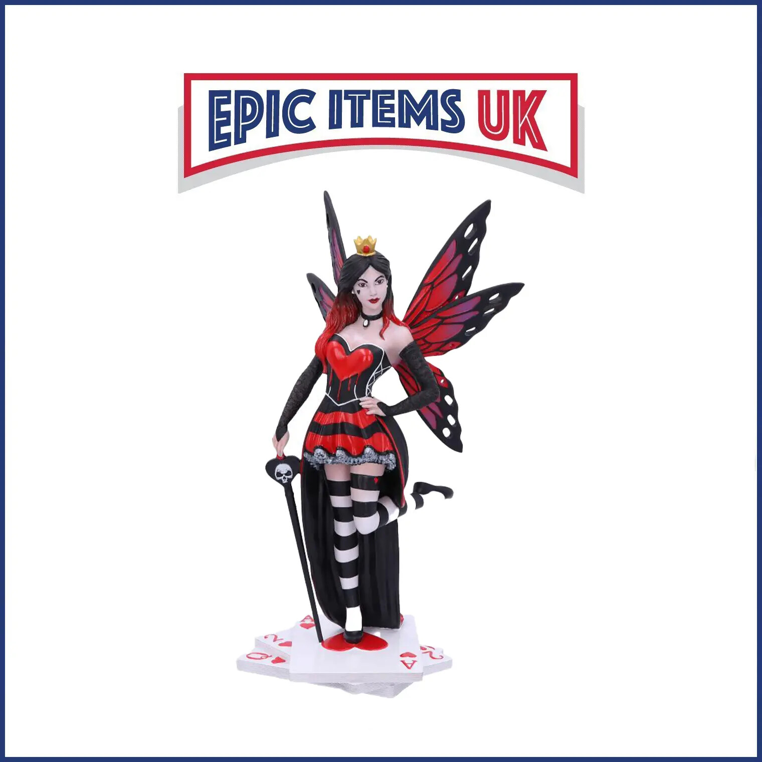 Nemesis Now Wonderland Fairies Queen of Hearts Red Card Figurine 26cm - IN STOCK