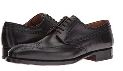 Grey Leather Wingtip Oxfords 
