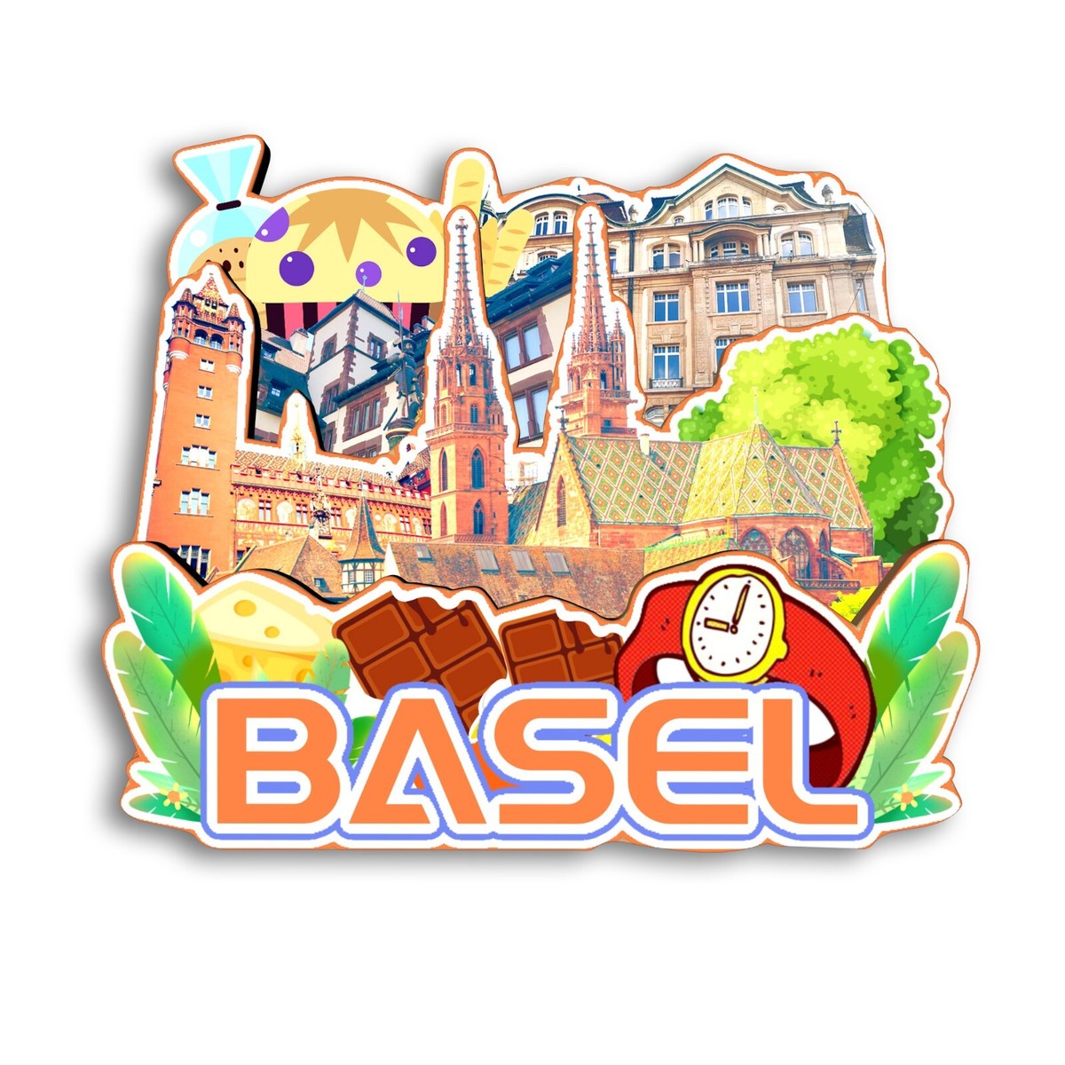 Basel SWITZERLAND Refrigerator magnet 3D travel souvenirs wood