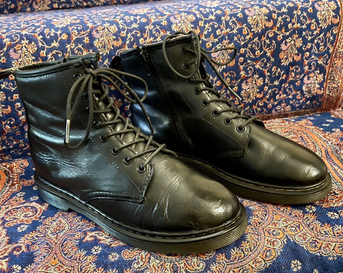 DOC MARTENS Black Side Zip Leather Boots Mens Sz4 Women's Sz6