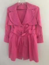 African Inspired Ghana Nigeria Damask Dashiki Pink Trench Coat Belt Size Medium